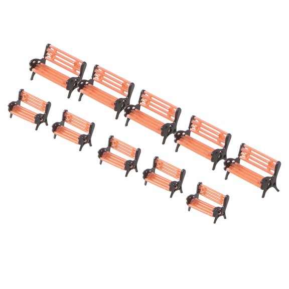 LOLIPPYY 10 Pcs Simulated Plastic Park Leisure Bench Model Chair Miniature Landscape Decors Cartoon Bench Ornaments for Desktop Doll House Construction Model Supplies
