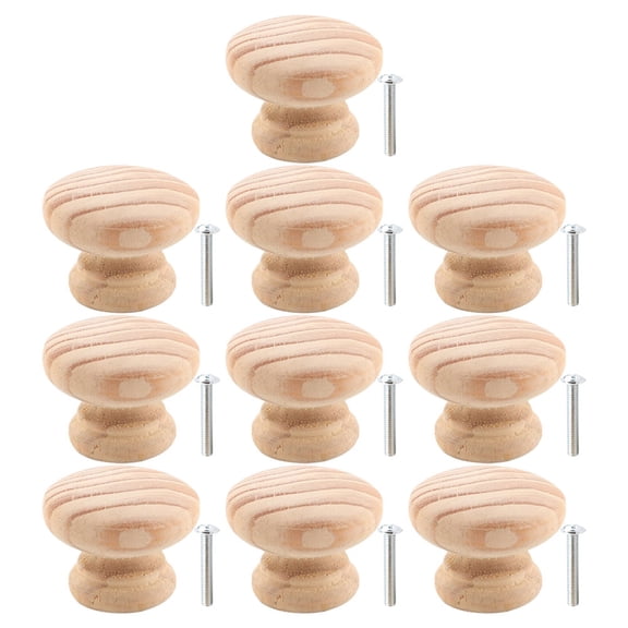 LOLIPPYY 10 Pcs Solid Wood Wooden Cabinet Knobs Drawer Handle Knob For Homeowners And Furniture