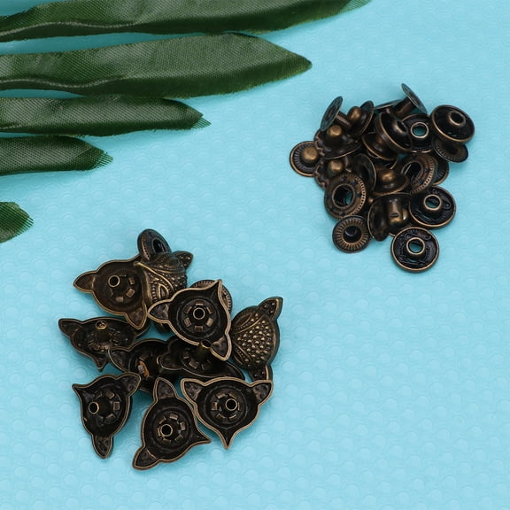 LOLIPPYY 10 Sets Button Fastener Zinc Alloy Dark Brown Snap Button for Tote Crafting