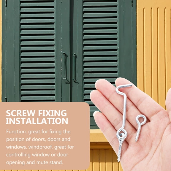 LOLIPPYY 10 Sets Door Hook Latch Eye Latch And Hook Silver Carbon Steel Fixing Position Office