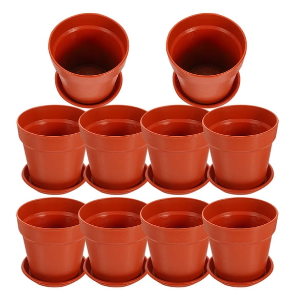 LOLIPPYY 10 Sets Round Plastic Flowerpot Garden Flower Planting Pots With Saucer Included For