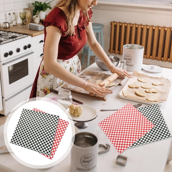 LOLIPPYY 100 Sheets Greaseproof Baking Paper Sheets Black Microwavable for Lunch