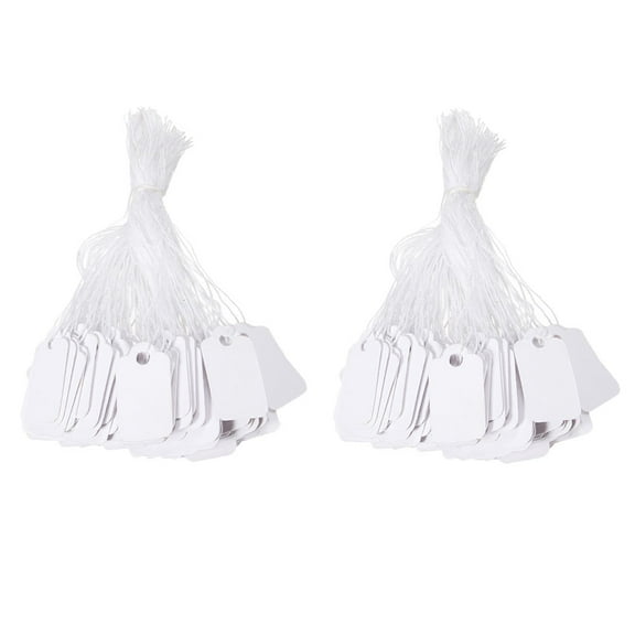 LOLIPPYY 1000Pcs Blank Hanging Tags White Paper Label with String for Handwriting and Party Favor Decoration
