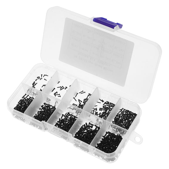 LOLIPPYY 1000Pcs Boxed Screws in White Carbon Steel for Fixation with Various Sizes and Patterns