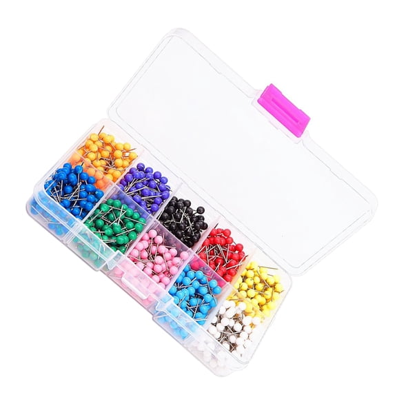 LOLIPPYY 1000Pcs Vivid Color Plastic Push Pins for Mapping Cork Board and Bulletin Board Accessories
