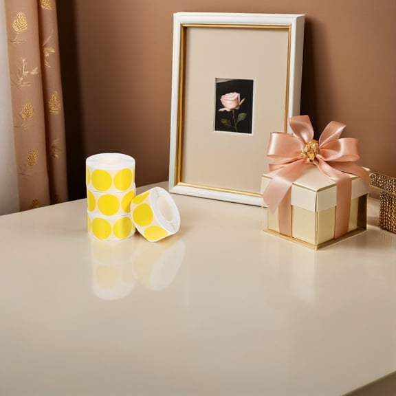 LOLIPPYY 1000Pcs Yellow Circular Sticky Labels Writable Dots for Garage Sale and Office Use