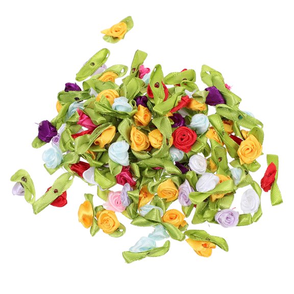 LOLIPPYY 100Pcs Assorted Color Ribbon Flowers DIY Flower Decors for Clothing and Wrapping