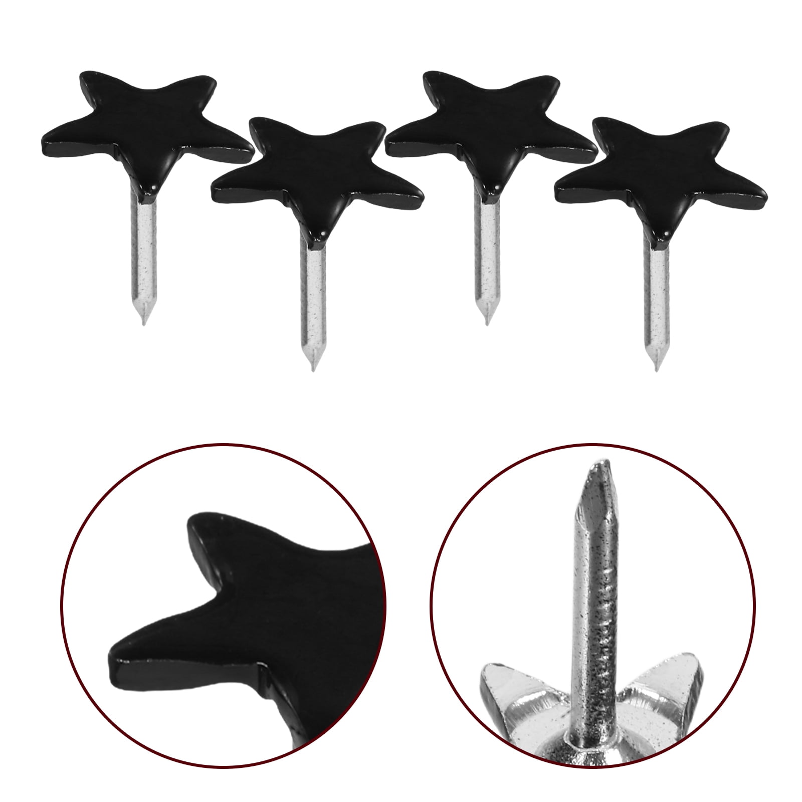 LOLIPPYY 100Pcs Black Decorative Star Push Pins Metal Thumbtacks for ...