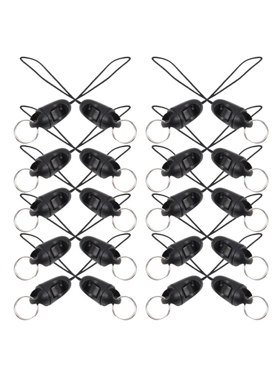 100Pcs Detachable Mobile Phone Strap Loop with Clip Black for Keychain and DIY Accessories