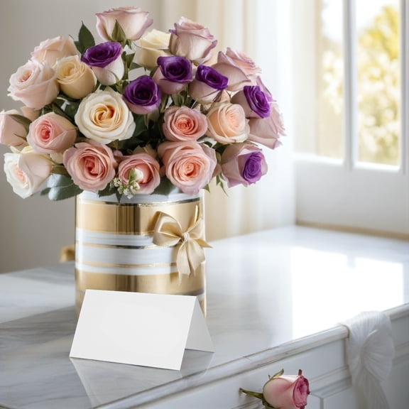 LOLIPPYY 100Pcs Blank Wedding Place Cards White Folding Tent Name Tags for Event Seating Arrangement