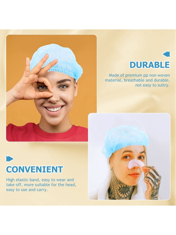 Breathable Blue PP Non-Woven Cooking Caps, High Elastic Band, 100Pcs