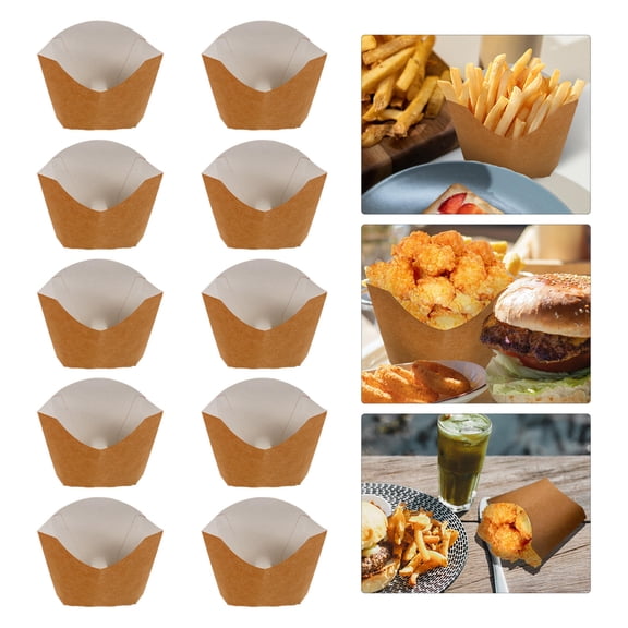 LOLIPPYY 100Pcs Brown Kraft Paper Food Box Perfect for French Fries Snack Storage and Takeout