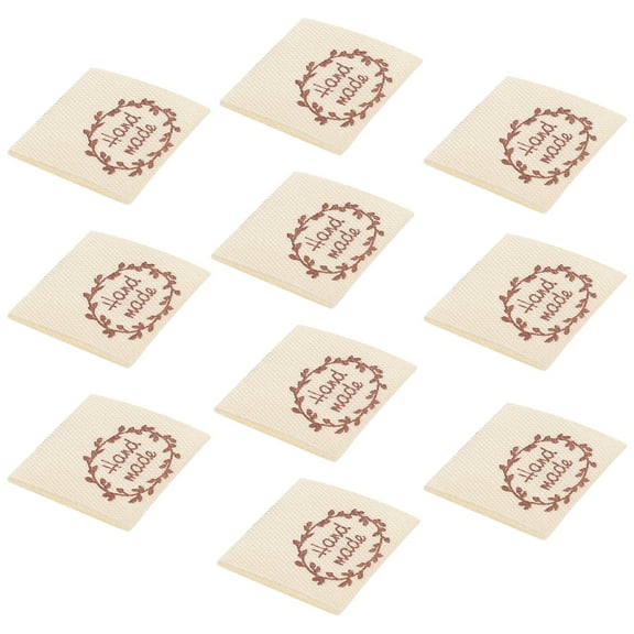 LOLIPPYY 100Pcs Classic Beige Fabric Labels Handmade Tags for Sewing Quilts Clothing Decoration