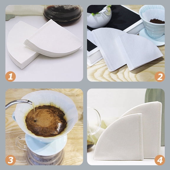 LOLIPPYY 100Pcs Cone Coffee Filters White Natural Paper for Home Brewing Strong Tear Resistance