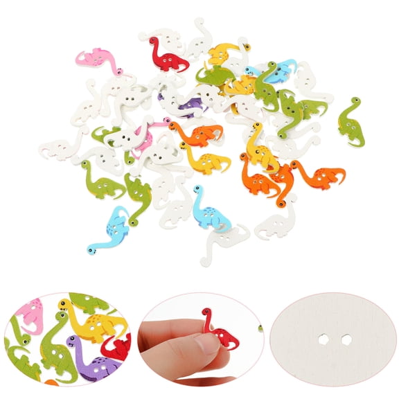 LOLIPPYY 100Pcs Creative Dinosaur Sewing Buttons Durable Wood Fasteners for Decoration