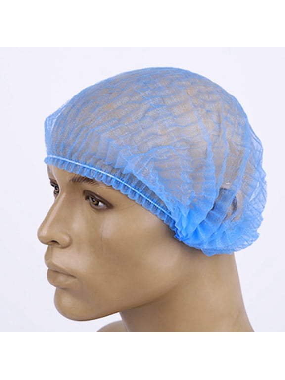 100Pcs Elastic Bouffant Caps Blue Made of Durable PP Material for Work and Cooking