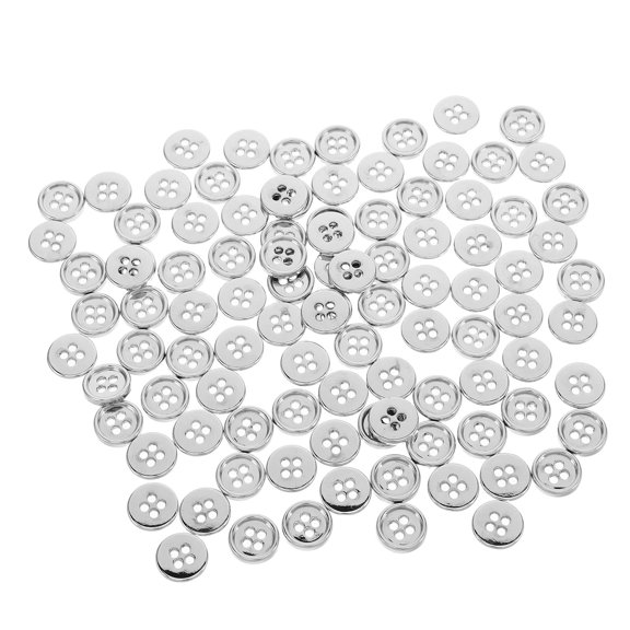 LOLIPPYY 100Pcs Durable Silver Zinc Alloy Round Buttons for Clothes Sewing Craft and Coat Use