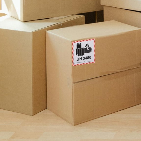 LOLIPPYY 100Pcs Fire Safety Labels for Lithium Ion Battery Packaging with Strong Adhesion