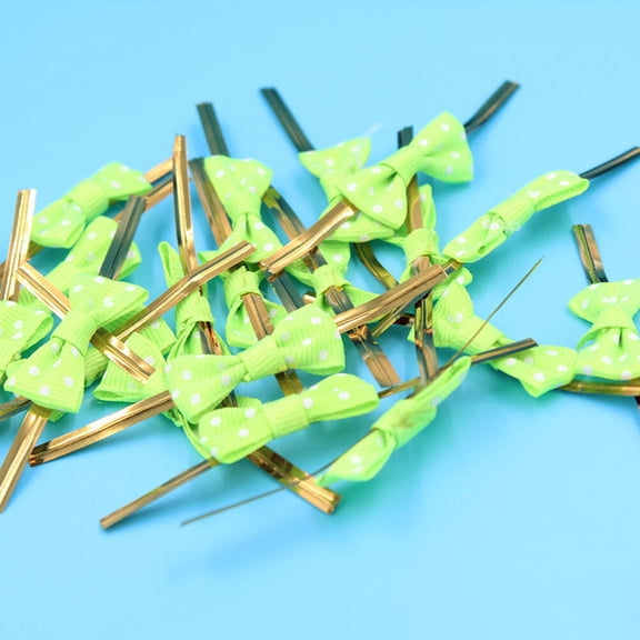 LOLIPPYY 100Pcs Green Baking Packing Ribbon Tie Bow for Presents with Elegant Festive Design and Safe Material