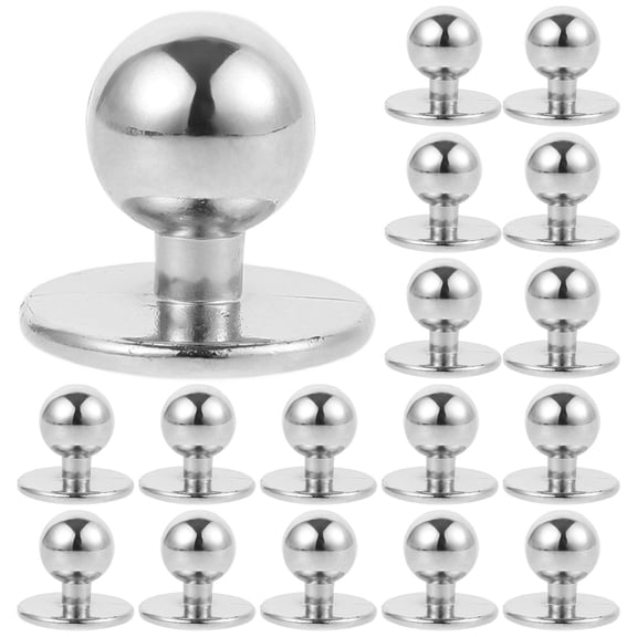 LOLIPPYY 100Pcs Hand Made Buttons Silver Nylon Round Ball Shape for Restaurant Uniforms
