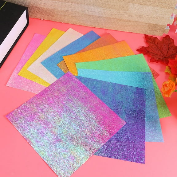 LOLIPPYY 100 Pieces Iridescent Craft Paper Sheets for Handcrafts and Art Projects in Assorted Colors