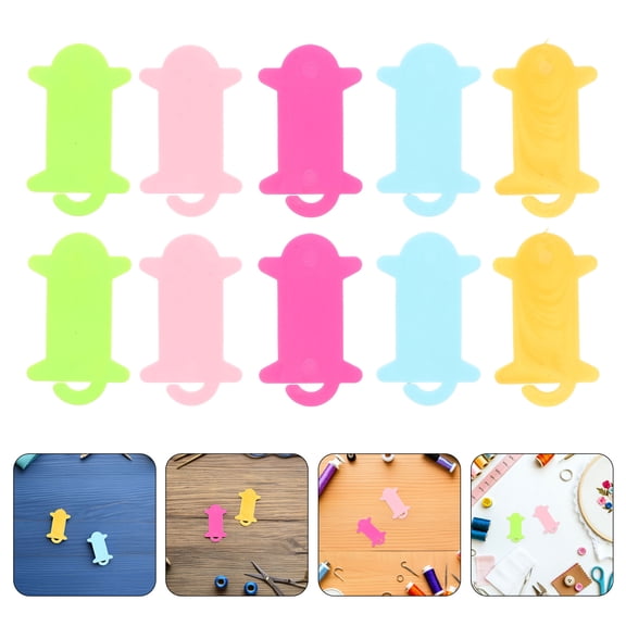 LOLIPPYY 100Pcs Lightweight Plastic Thread Winding Plate for Yarn Bobbins Crochet and Sewing