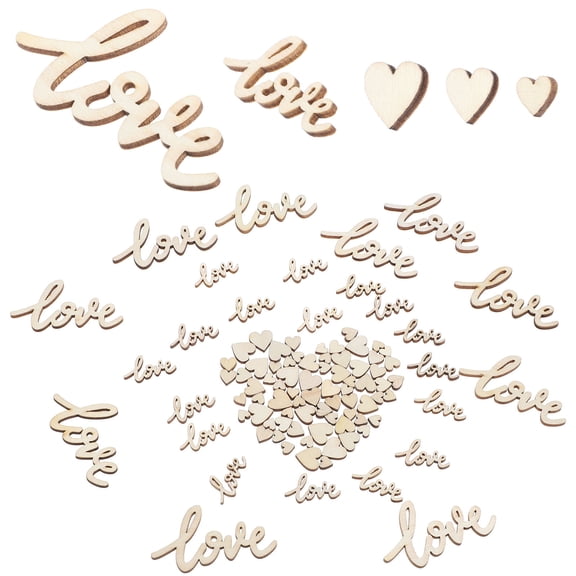 LOLIPPYY 100 Pieces Heart Shaped Wooden Love Letter Chips for Wedding, Valentines Day Crafts, Decor and Romantic Ideas