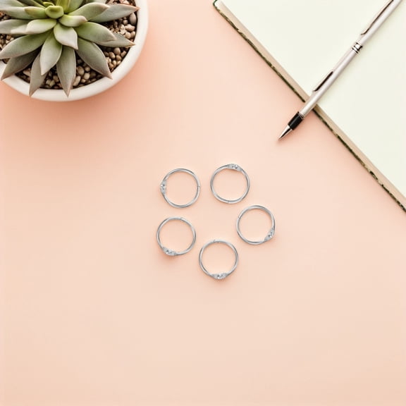 LOLIPPYY 100Pcs Metal Circle Rings for Crafts Book Binding and Notebook Supplies Plated Silver Color