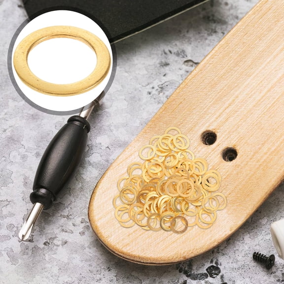 LOLIPPYY 100Pcs Metal Skateboard Washers Plated Gold Color for Versatile Skateboard Accessory Installation