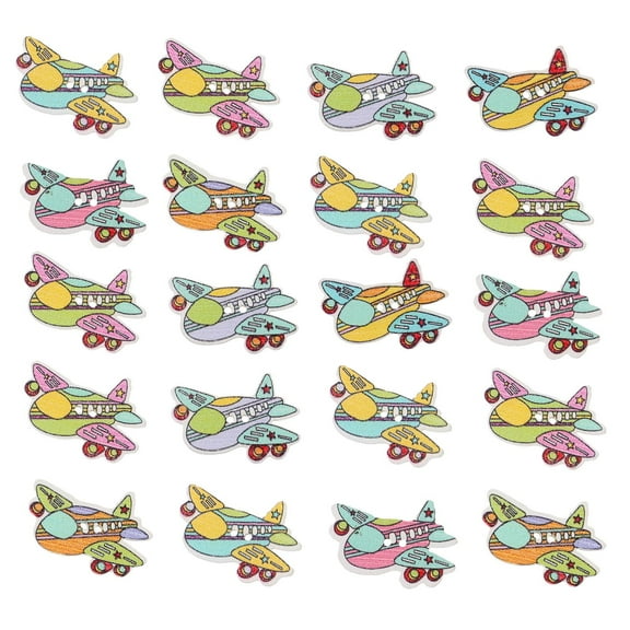 LOLIPPYY 100 Pieces Mixed Color Small Airplane Shape Buttons for Crafts, Artwork, Sewing, Scrapbooking and Decorations