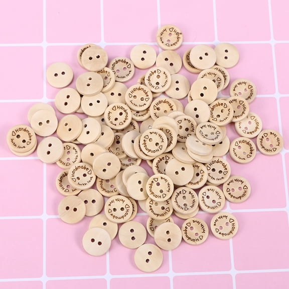 LOLIPPYY 100Pcs Natural Wooden Bowl Shaped Buttons Beige for Craft Sewing and Decoration