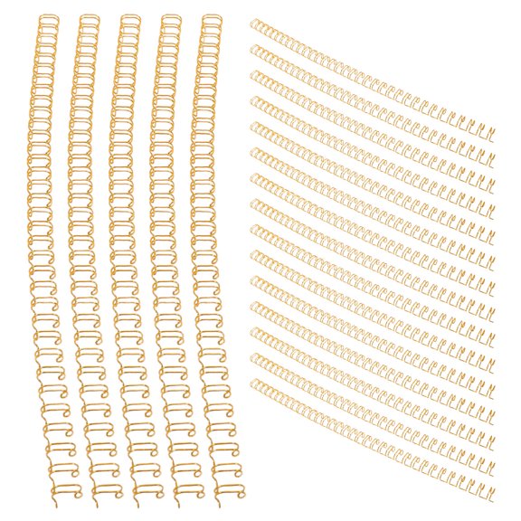 LOLIPPYY 100Pcs Office Use Golden Metal Spiral Binding Coils Double Loop with 34 Hole Design