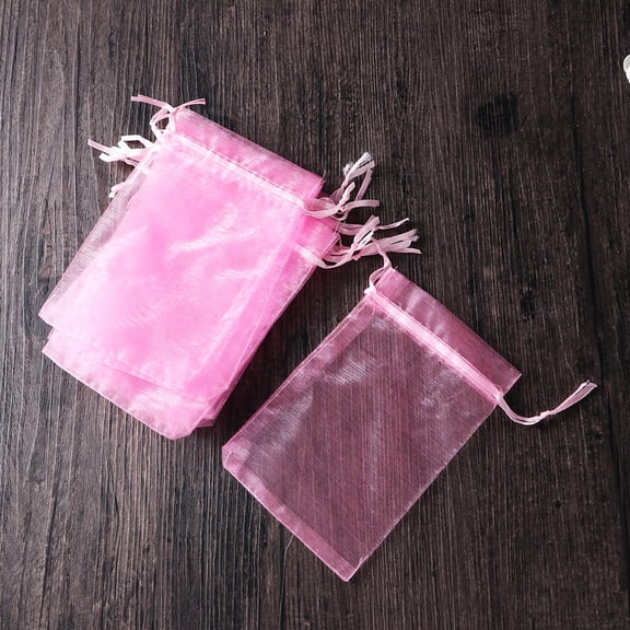LOLIPPYY 100Pcs Pink Wedding Favor Bags Gauze Candy Bags for Party Decoration