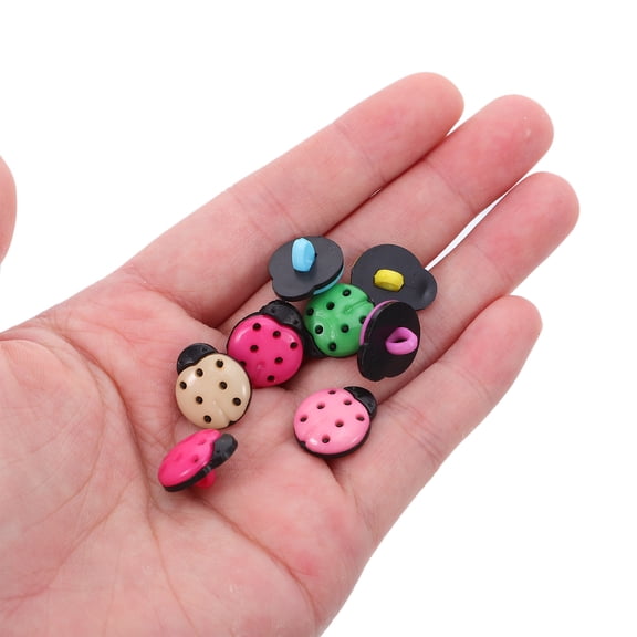 LOLIPPYY 100Pcs Plastic Ladybug Buttons Multicolor Cute Insect Shaped Buttons for DIY Sewing Projects