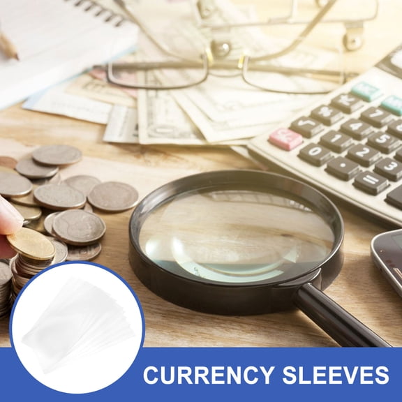 LOLIPPYY 100Pcs Plastic Money Envelopes Clear Dollar Bill Sleeves for Paper Money Protection and Collection