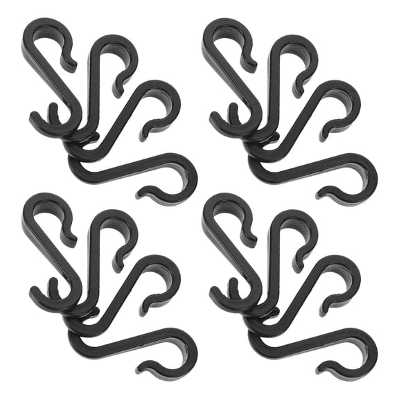 LOLIPPYY 100Pcs Plastic S Hooks for Curtain Track System No Drill Installation Black