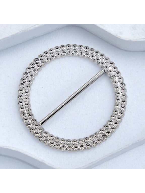 Plated Silver Circle Craft Buckle Plastic for Event Decoration 100Pcs