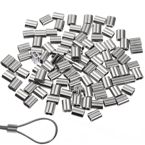 LOLIPPYY 100 Pieces Plated Wire Fittings Cable Collars for Steel Wire Rope and Cable Management
