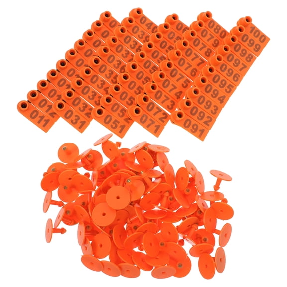 LOLIPPYY 100Pcs Practical Orange Livestock Ear Tags Weather Resistant Ear Markers