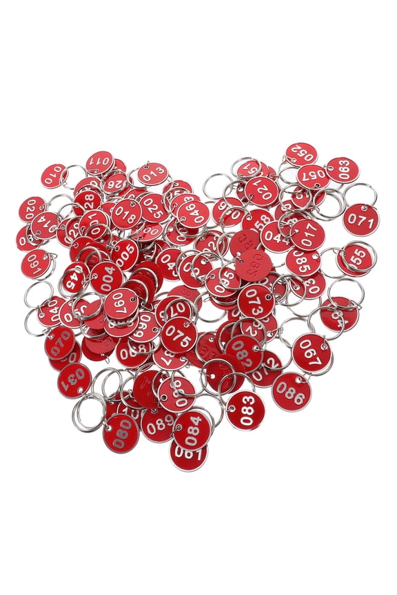 100Pcs Red Aluminum Number Tags Square Organizing Keys for Catering Hotel
