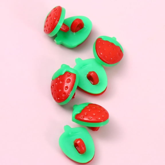 LOLIPPYY 100Pcs Red Strawberry Plastic Buttons for Sewing Clothes Hats Shoes Bags Decorative DIY Accessories