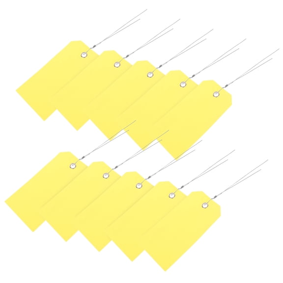 LOLIPPYY 100Pcs Reusable Yellow PVC Tags with Wire for Clear Luggage Identification and Travel Essentials