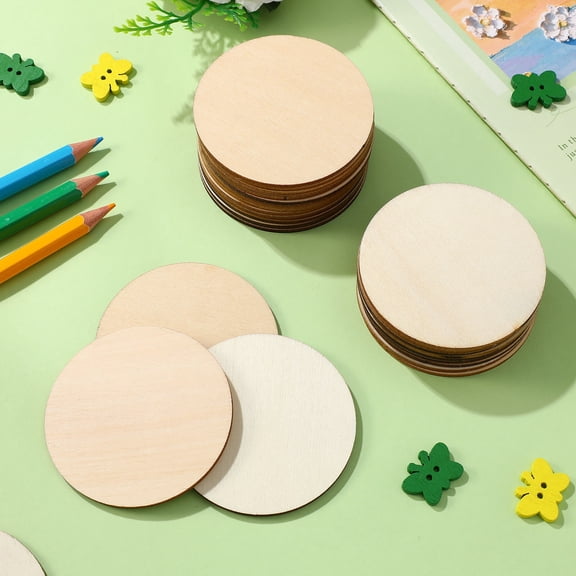 LOLIPPYY 100Pcs Round Wood Pieces for Writing Decorating Parties Valentine Day Christmas