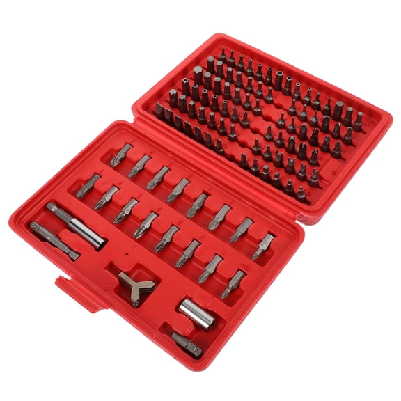 LOLIPPYY 100Pcs Screwdriver Tools Set Red Alloy Steel with Security and Specialty Bits in Molded Carrying Case
