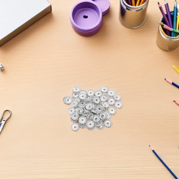 LOLIPPYY 100 Pieces Round Rhinestone Beads with Large Hole Metal Spacer Beads for Jewelry Crafting