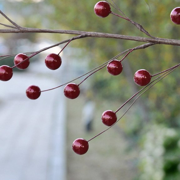 LOLIPPYY 100Pcs Simulation Cherry Artificial Lifelike Fruit Red Decoration for Kitchen Party and Christmas Tree