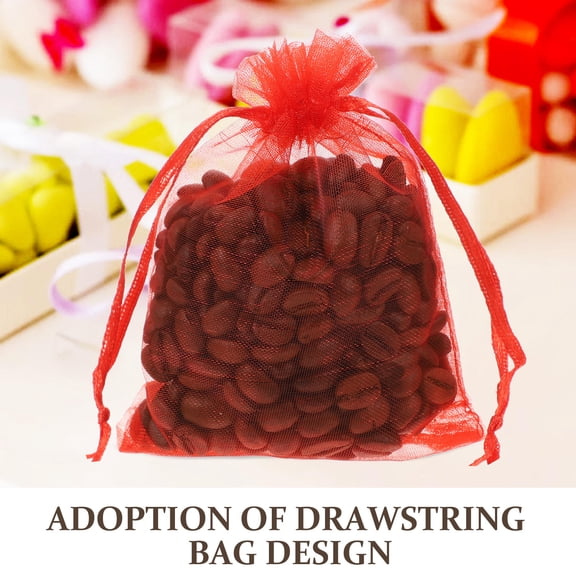 LOLIPPYY 100Pcs Small Red Organza Mesh Bags Convenient for Packaging Candies and Small Items