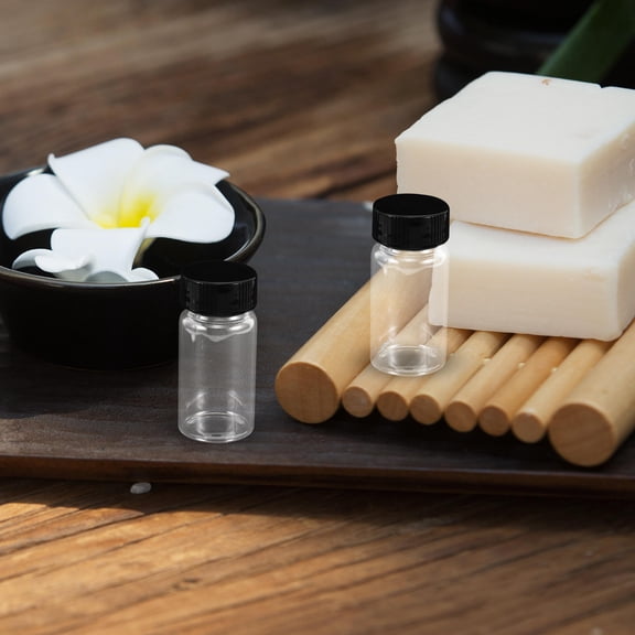 LOLIPPYY 100Pcs Small Transparent Glass Vials with Screw Top Caps for Sample Storage and Crafts