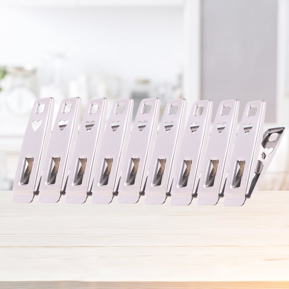 LOLIPPYY 100Pcs Stainless Steel Laundry Clips Portable Windproof Clothes Line Clips Silver