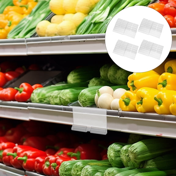 LOLIPPYY 100Pcs Transparent Label Display Stand Ideal for Supermarket and Office Shelving